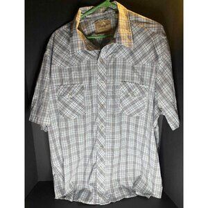 Vtg Wrangler Short Sleeve Pearl Snap Shirt Mens 3XL Check Plaid Western